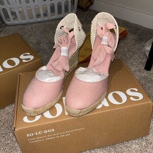 Soludos Blush Espadrille Wedge Shoes